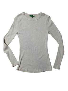 dip Long Sleeve Crewneck Top Gray